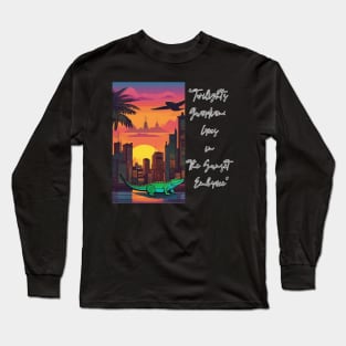 "Twilight's Guardian: Crocs in the Sunset Embrace" Long Sleeve T-Shirt